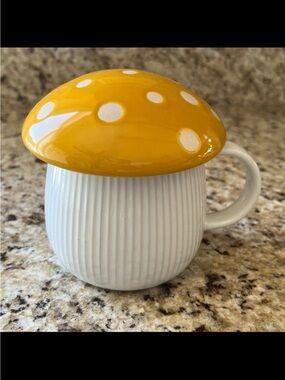Playful Polka Dot Mushroom Lid Ceramic Mug